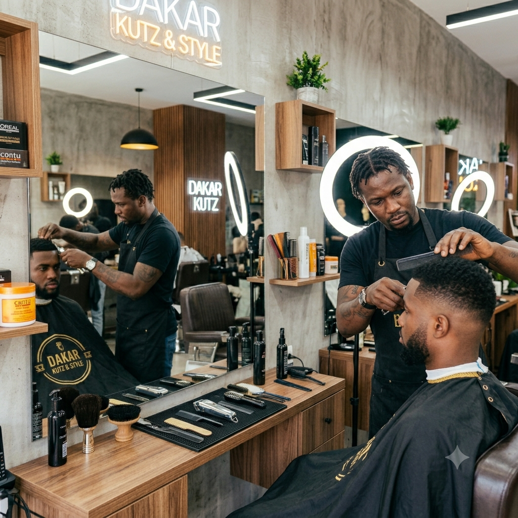 Salon de coiffure et barbier moderne à Dakar